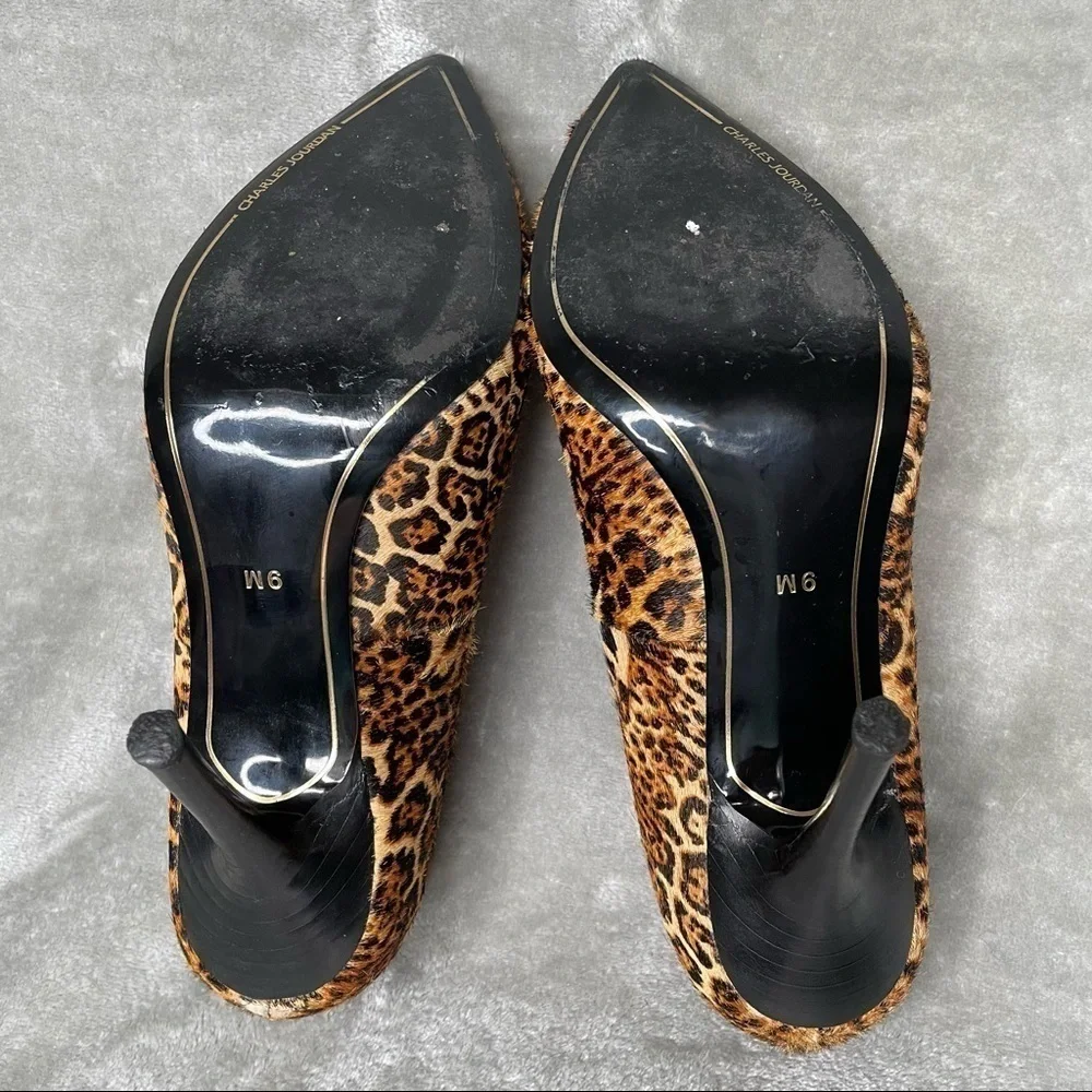 Charles Jourdan Leopard Print Calf Hair Pumps Size 9 Luxury Designer Heels